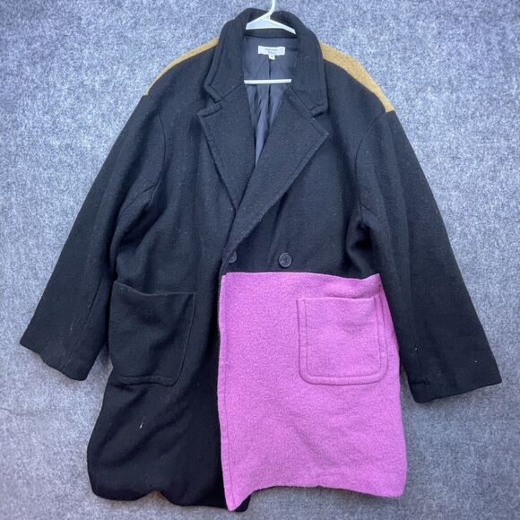 Peter Som Coat Womens 14 Black Pink Brown Colorblock Wool Rent The Runway